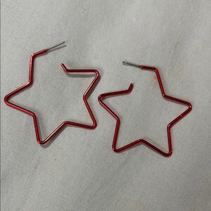 Red Star Hoop Earrings